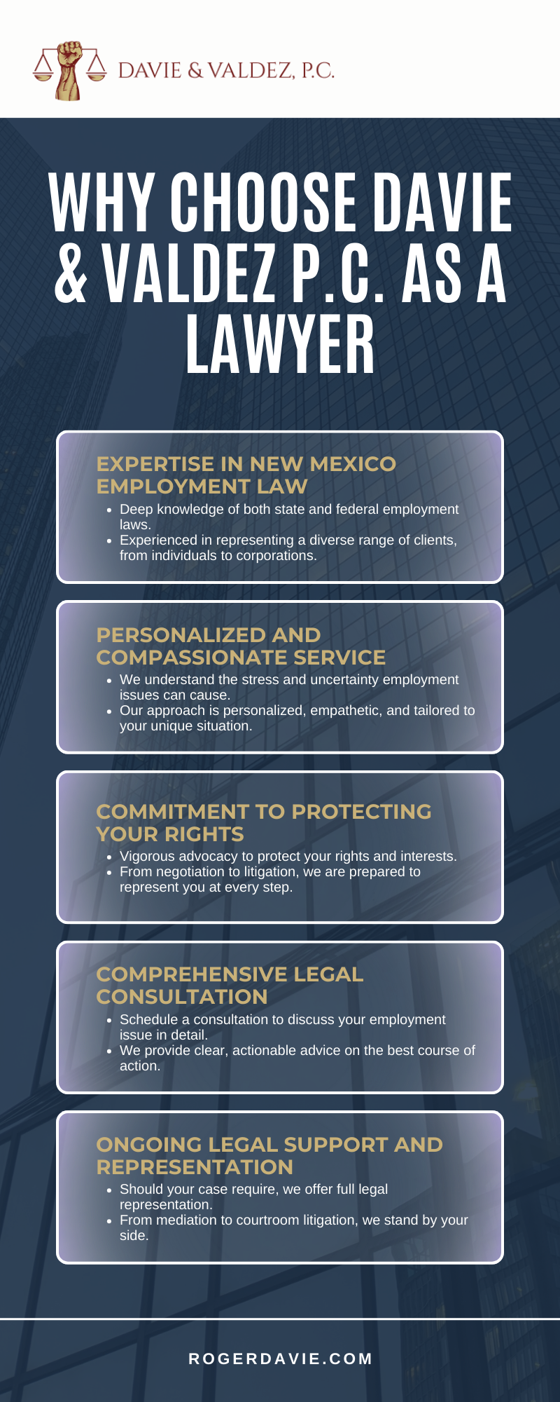 Why Choose Davie & Valdez P.C. As A Lawyer Infographic