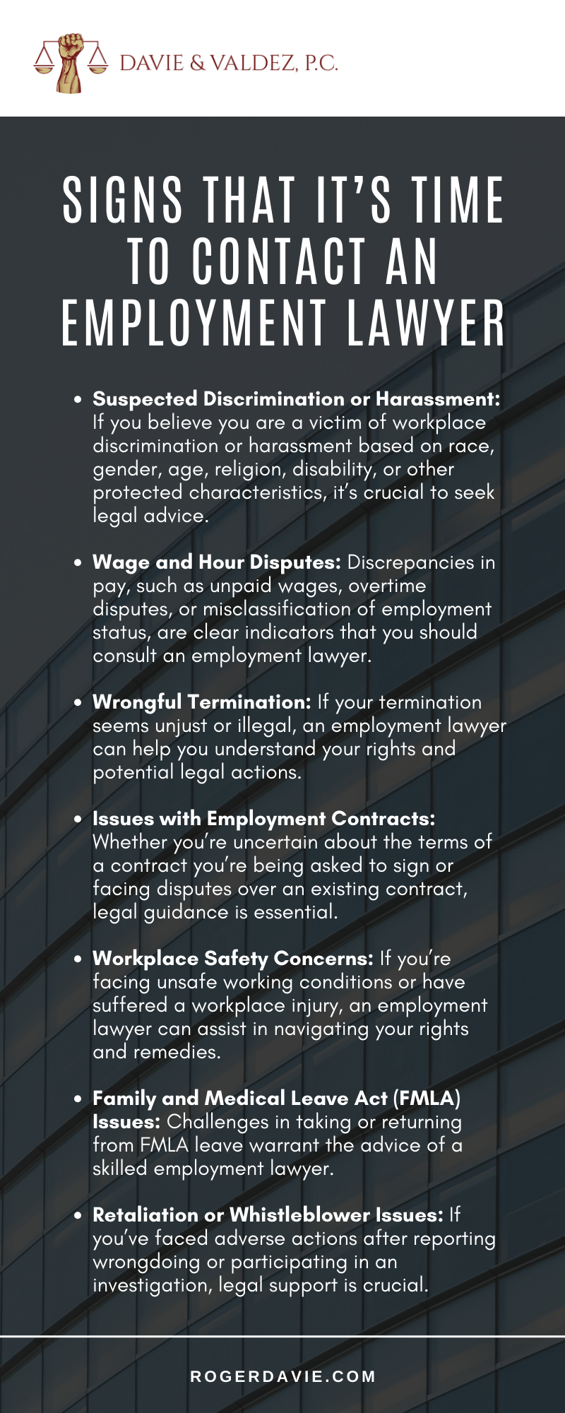Signs That It's Time To Contact An Employment Lawyer Infographic